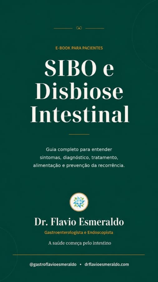 Capa do e-book SIBO e Disbiose Intestinal, de Dr. Flavio Esmeraldo